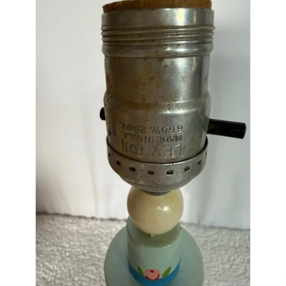 Vintage Humpty Dumpty Wooden Table Lamp Nursery Decor Perforated Lampshade‎